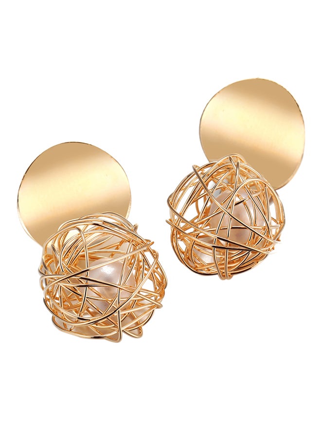 شاربدو أقراط متدلية لؤلؤية مصنوعة من خليط معدني - Image 1