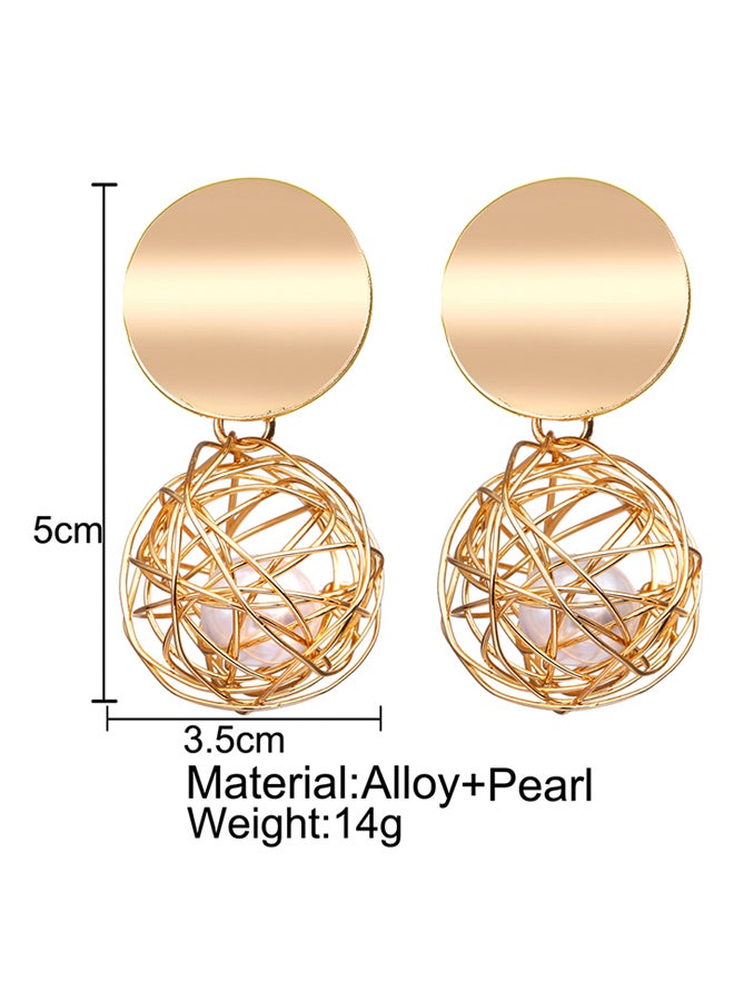 شاربدو أقراط متدلية لؤلؤية مصنوعة من خليط معدني - Image 4