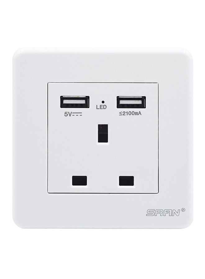 شاربدو مقبس حائط لإمداد الطاقة مزود بمنفذي USB أبيض 8.6x8.6Ø³Ù†ØªÙŠÙ…ØªØ± - Image 1