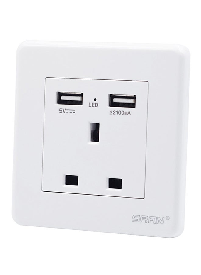 شاربدو مقبس حائط لإمداد الطاقة مزود بمنفذي USB أبيض 8.6x8.6Ø³Ù†ØªÙŠÙ…ØªØ± - Image 2