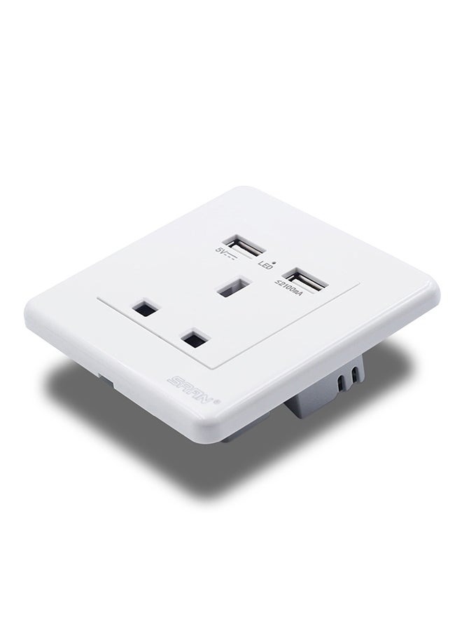 شاربدو مقبس حائط لإمداد الطاقة مزود بمنفذي USB أبيض 8.6x8.6Ø³Ù†ØªÙŠÙ…ØªØ± - Image 3