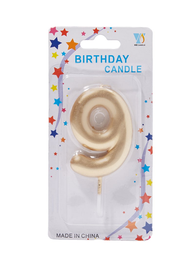 SARVAH Number-9 Gold Colour With Stick Birthday Candle 
