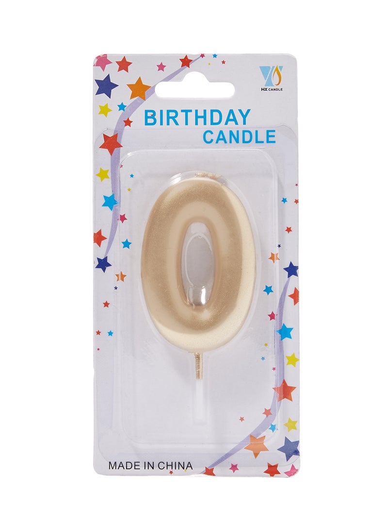 شمعة بعصا لعيد الميلاد باللون الذهبي على شكل رقم 0