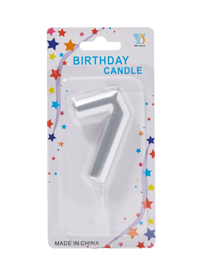 شمعة بعصا لعيد الميلاد باللون الفضي على شكل رقم 7