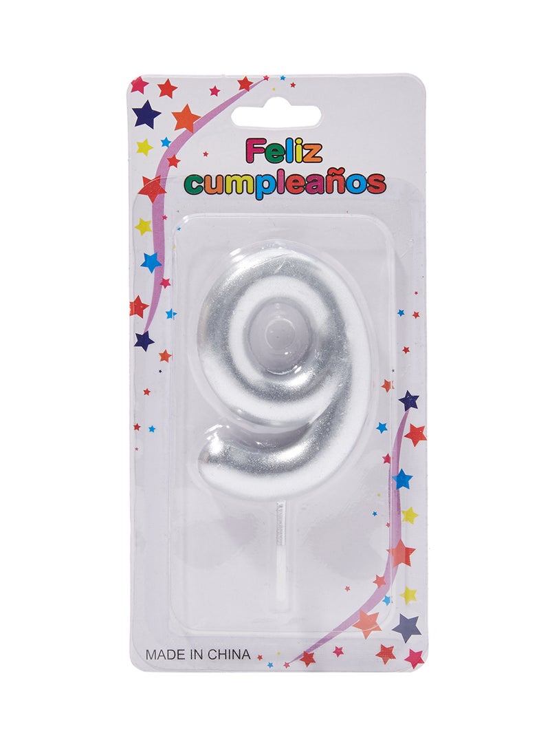 SARVAH Number-9 Silver Colour With Stick Birthday Candle 