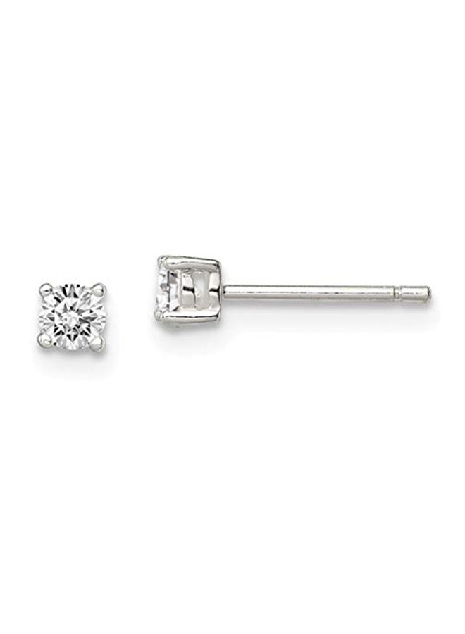 ICE CARATS 925 Sterling Silver Cubic Zirconia Studded Stud Earrings - Image 1