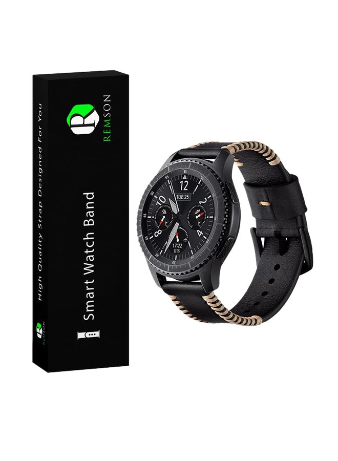 Remson Leather Replacement Band For Samsung Galaxy Smartwatch 46mm Black - Image 1