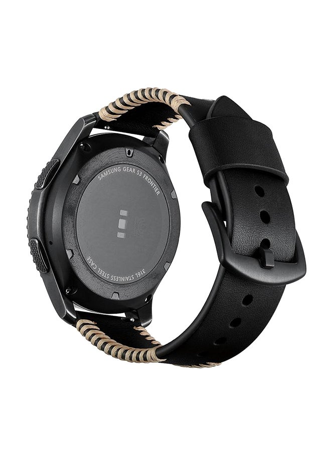 Remson Leather Replacement Band For Samsung Galaxy Smartwatch 46mm Black - Image 3