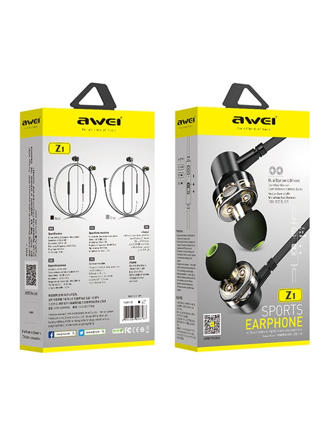 Awei Dual Driver In-Ear Stereo Sound Headphones With Mic Black - Image 5
