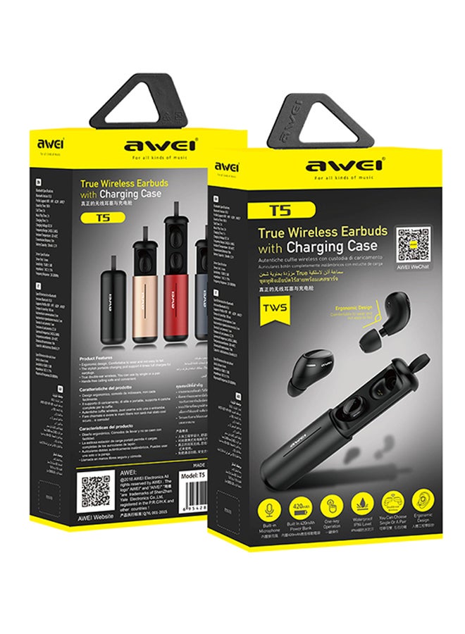 أوي سماعة بلوتوث داخل الأذن تتميز بصوت ستيريو ومزودة بميكروفون وحافظة للشحن أسود - Image 5