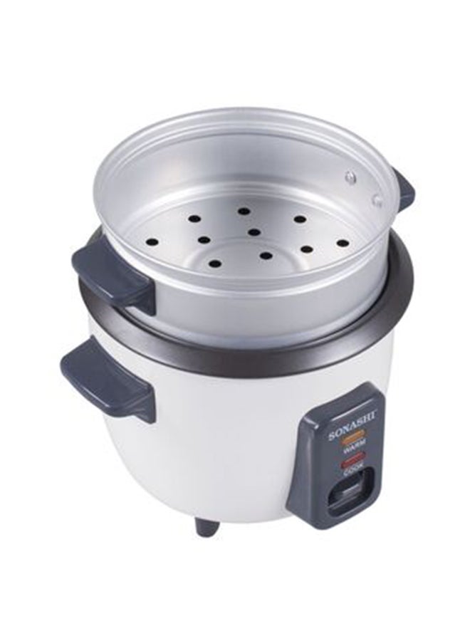 SONASHI - 0.6L Rice Cooker with Steamer - Metal Housing with Tempered Glass Lid | Non-Stick Coating & Automatic Shut Off | Featured with Cool Touch Body and Keep Warm Function 600 ml 350 W SRC-306 White/Grey - Image 1