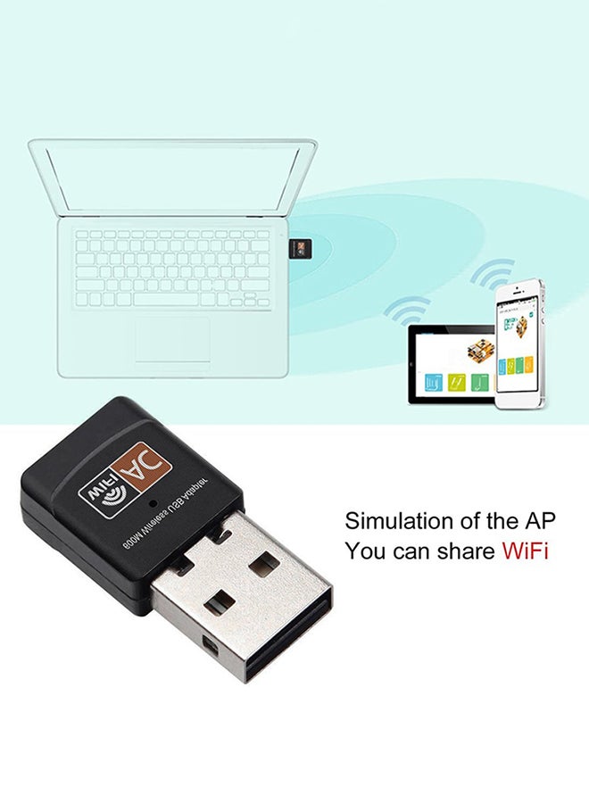 Generic Dual Band Wireless USB Wi-Fi Adapter Black/Silver  - Image 2