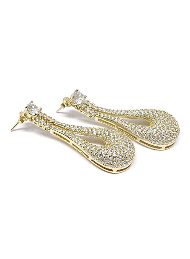 Infinity Jewels Gold Plated Cubic Zirconia Studded Dangle Earrings - Image 2