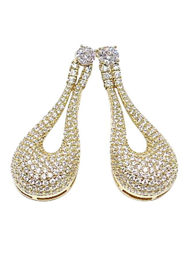 Infinity Jewels Gold Plated Cubic Zirconia Studded Dangle Earrings - Image 1