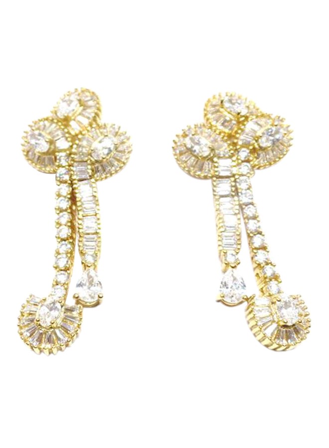Infinity Jewels Gold Plated Cubic Zirconia Studded Dangle Earrings - Image 1
