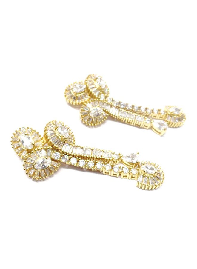 Infinity Jewels Gold Plated Cubic Zirconia Studded Dangle Earrings - Image 2