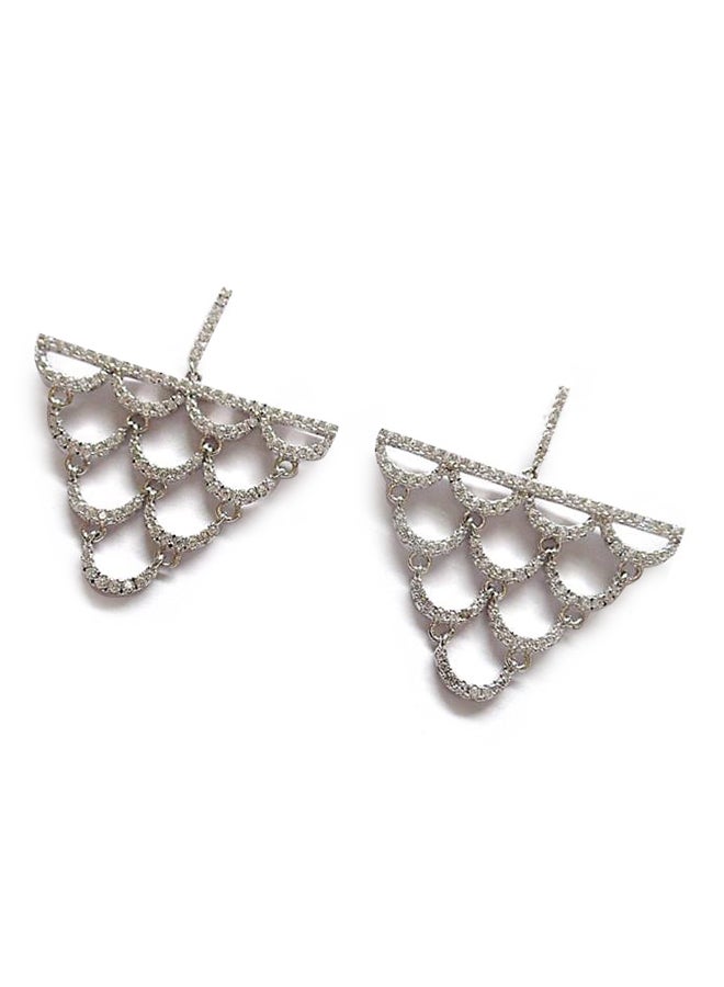 Infinity Jewels Silver Plated Cubic Zirconia Studded Stud Earrings - Image 2