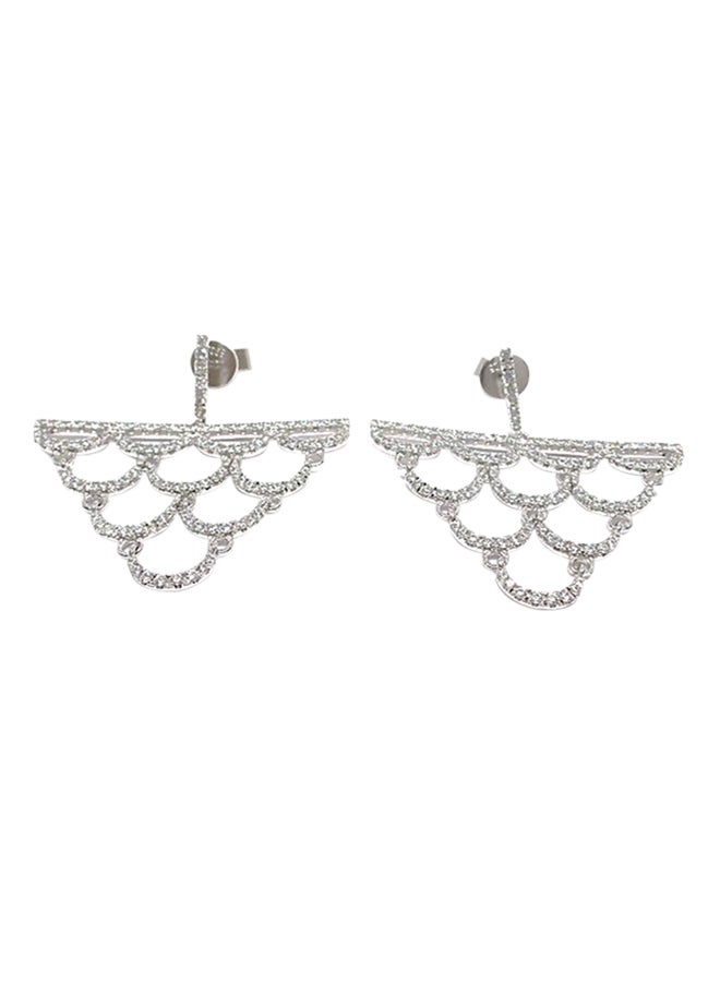 Infinity Jewels Silver Plated Cubic Zirconia Studded Stud Earrings - Image 1