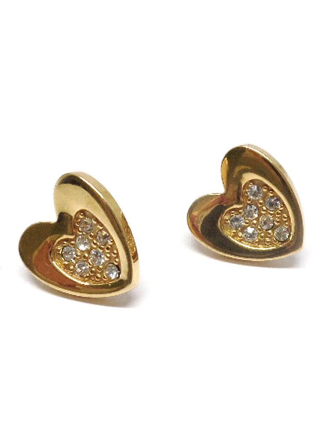 Infinity Jewels Gold Plated Stone Studded Heart Stud Earrings - Image 2