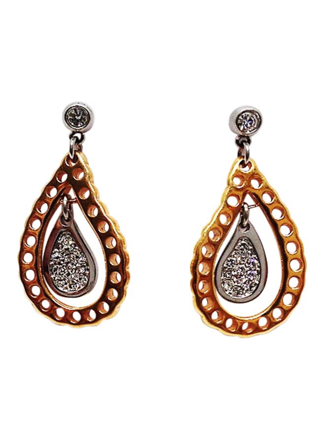 Infinity Jewels Rose Gold Plated Cubic Zirconia Studded Dangle Earrings - Image 1