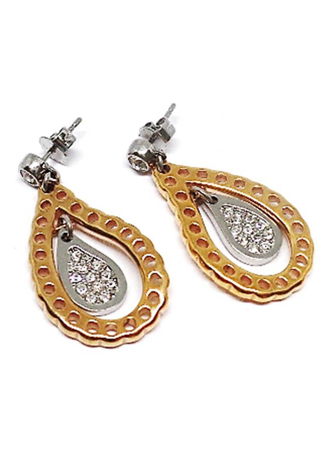 Infinity Jewels Rose Gold Plated Cubic Zirconia Studded Dangle Earrings - Image 2