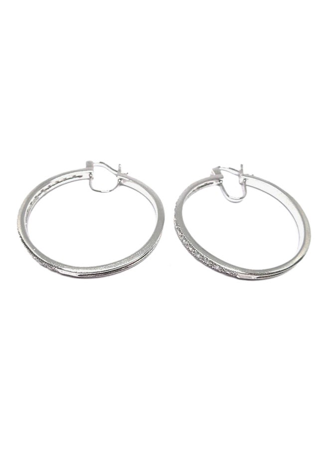 Infinity Jewels Silver Plated Cubic Zirconia Studded Hoop Earrings - Image 1