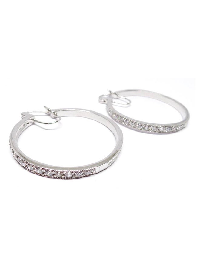 Infinity Jewels Silver Plated Cubic Zirconia Studded Hoop Earrings - Image 2
