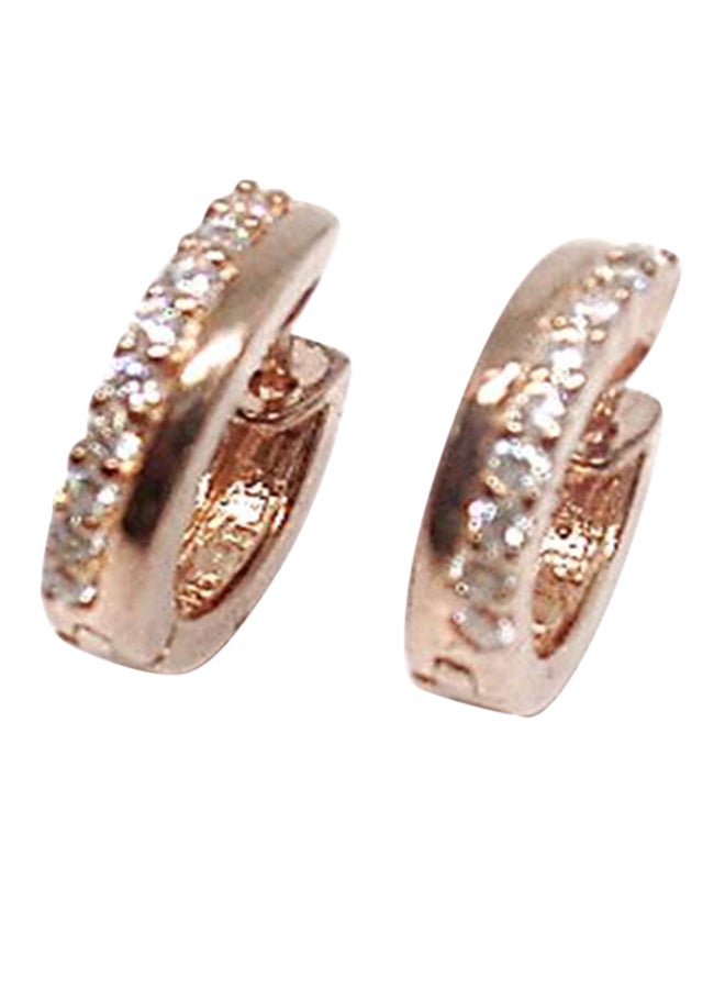 Infinity Jewels Rose Gold Plated Cubic Zirconia Studded Hoop Earrings - Image 1