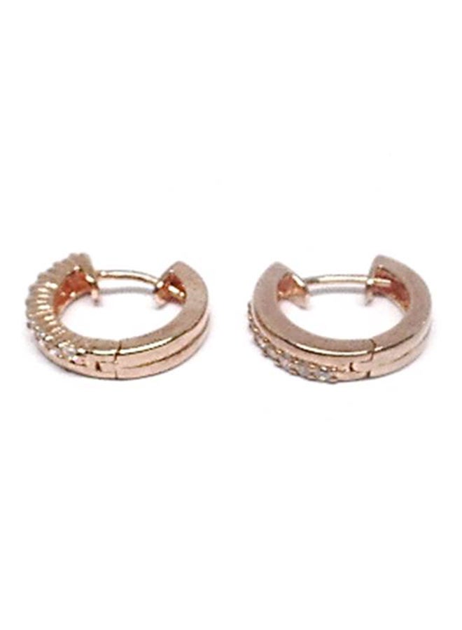 Infinity Jewels Rose Gold Plated Cubic Zirconia Studded Hoop Earrings - Image 2
