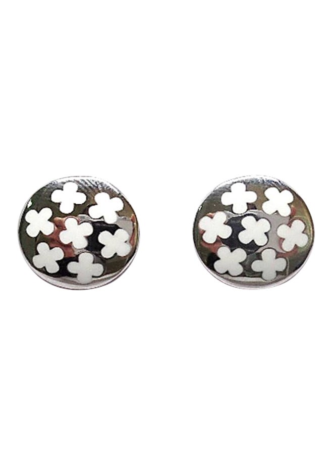 Infinity Jewels Steel Enamel Flower Stud Earrings - Image 1