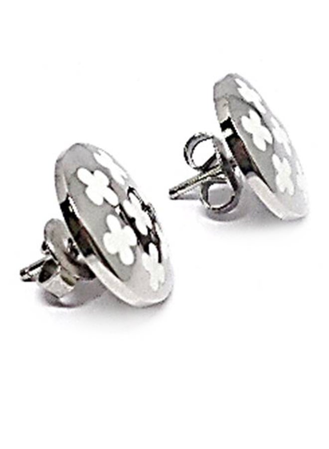 Infinity Jewels Steel Enamel Flower Stud Earrings - Image 2