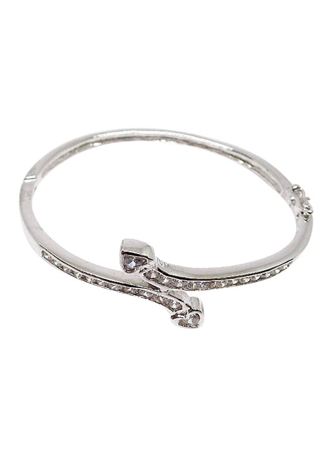Infinity Jewels Silver Plated Cubic Zirconia Studded Snake Bracelet - Image 1