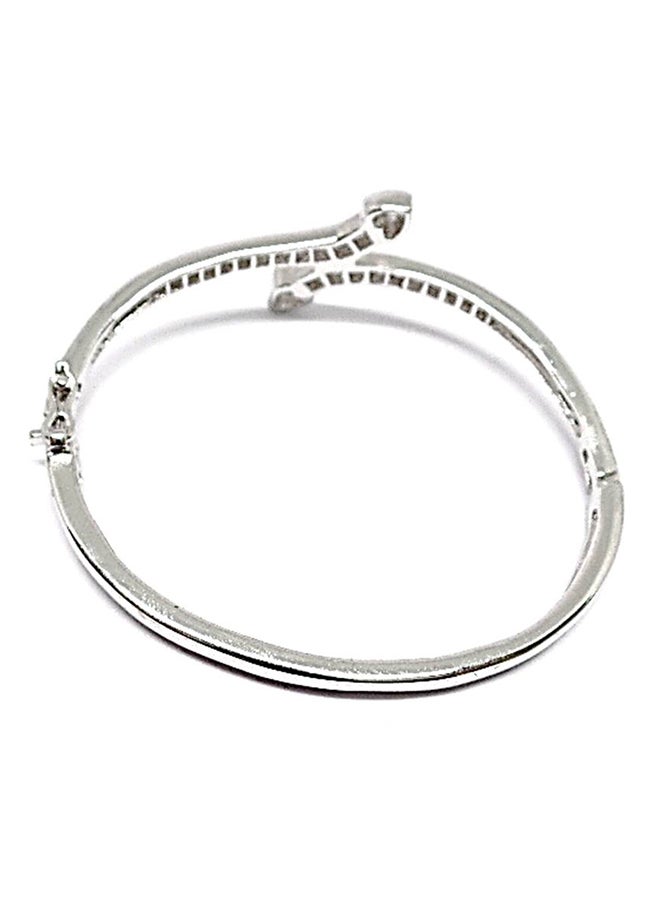 Infinity Jewels Silver Plated Cubic Zirconia Studded Snake Bracelet - Image 2