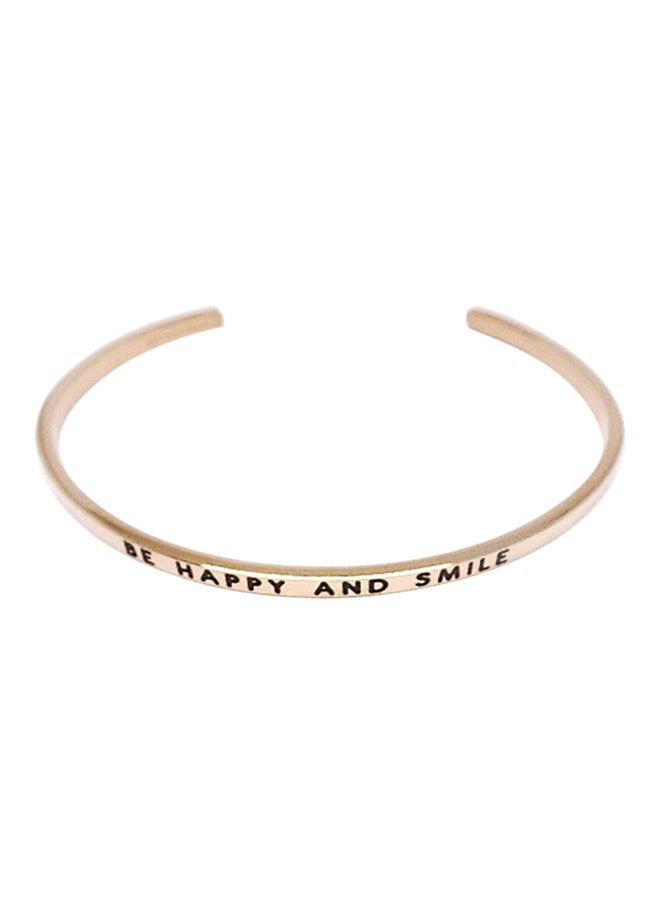 Infinity Jewels Be Happy And Smile Engraved Stainless Steel Cuff - Image 1