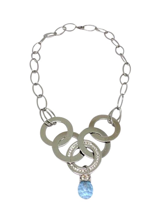 Infinity Jewels Silver Plated Stainless Steel Topaz Charm Necklace - Image 1