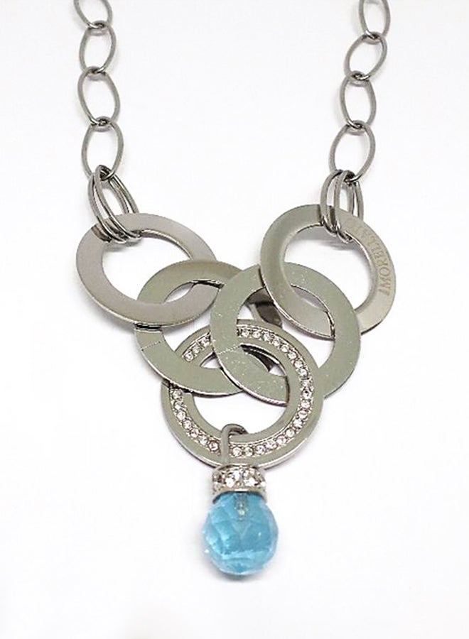 Infinity Jewels Silver Plated Stainless Steel Topaz Charm Necklace - Image 2