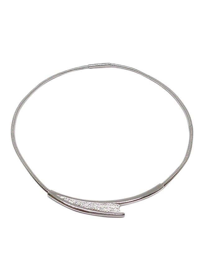 Infinity Jewels Silver Plated Cubic Zirconia Studded Choker - Image 1