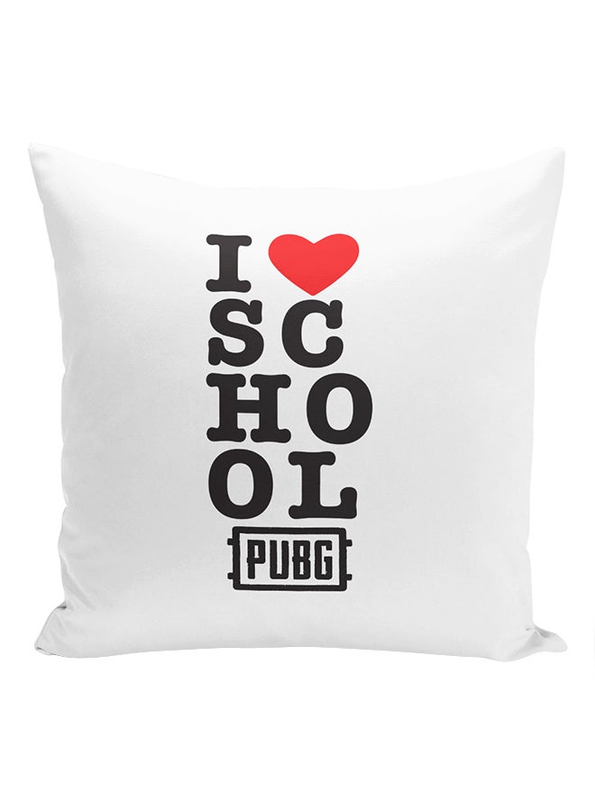 I Love School Printed Cushion White/Black/Red 16x16inch - Image 1