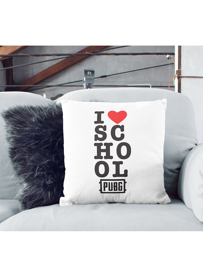 I Love School Printed Cushion White/Black/Red 16x16inch - Image 2