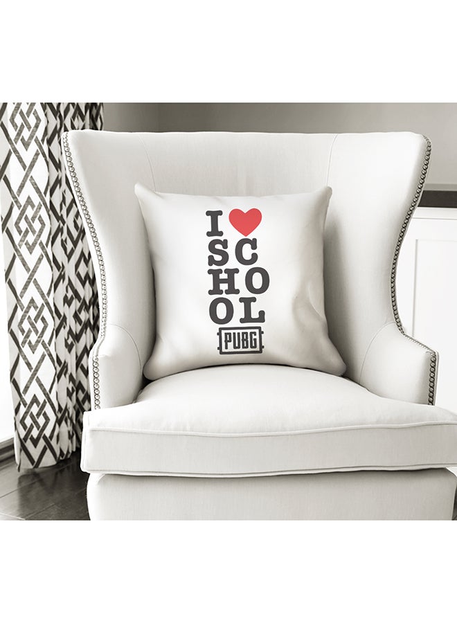 I Love School Printed Cushion White/Black/Red 16x16inch - Image 3