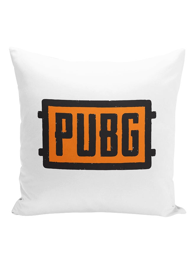 PUBG Logo Printed Cushion White/Black/Orange 16x16inch - Image 1