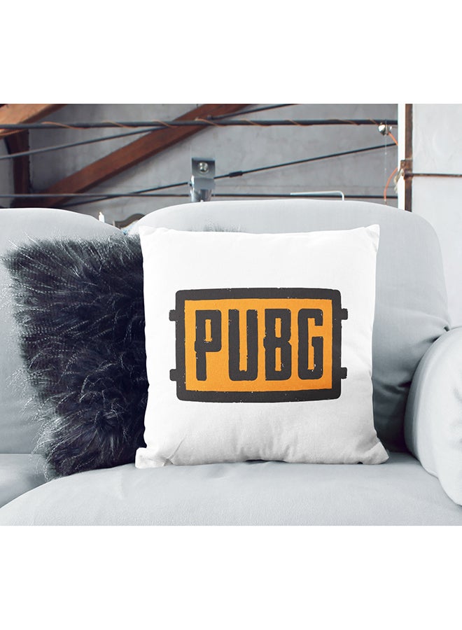 PUBG Logo Printed Cushion White/Black/Orange 16x16inch - Image 2