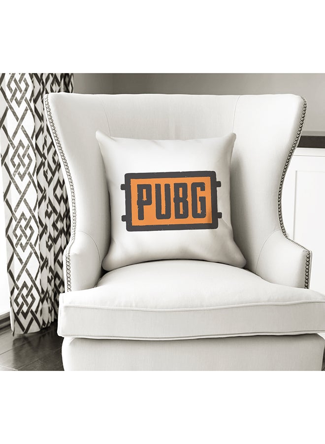 PUBG Logo Printed Cushion White/Black/Orange 16x16inch - Image 3