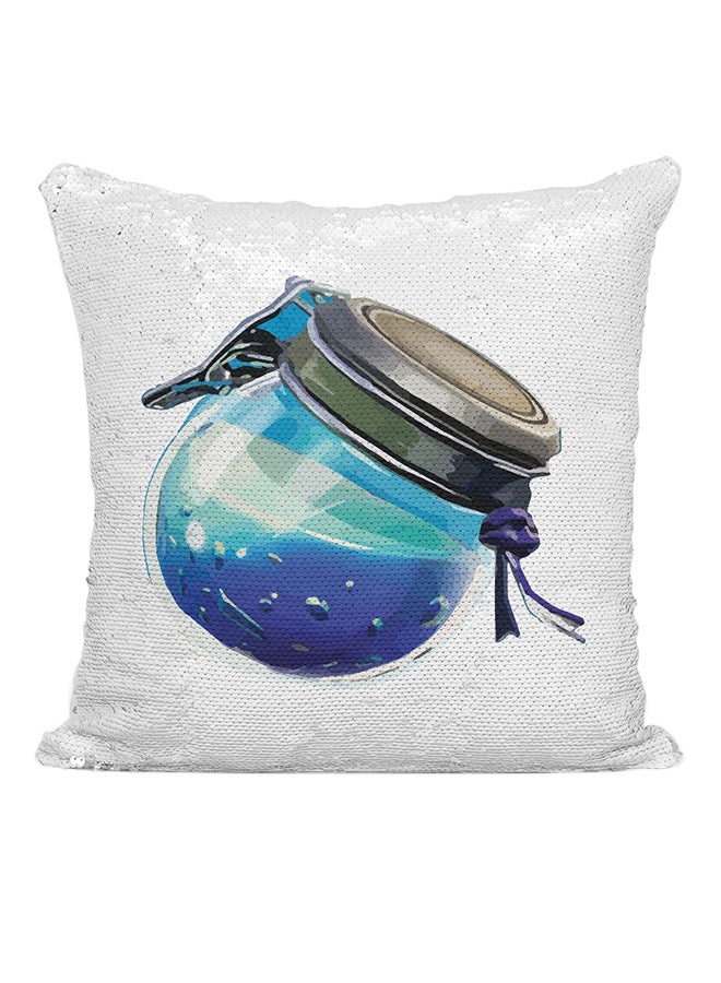 Fortnite Chug Potion Sequined Cushion White/Grey/Silver 16x16inch - Image 1