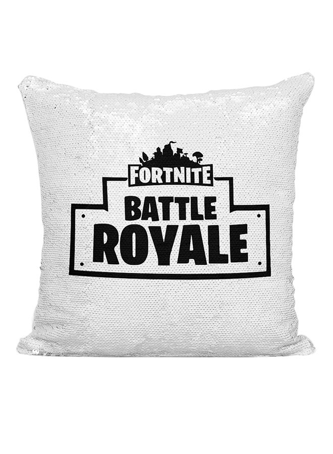 Fortnite Sequined Cushion Silver/White/Black 16x16inch - Image 1