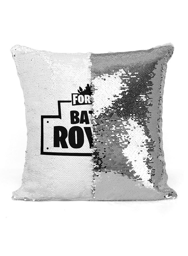 Fortnite Sequined Cushion Silver/White/Black 16x16inch - Image 2