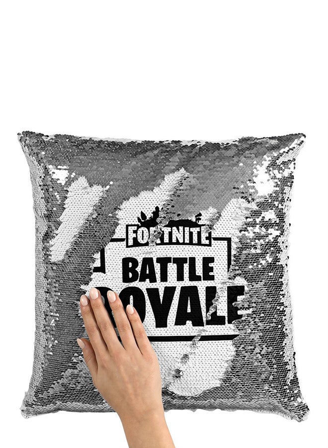 Fortnite Sequined Cushion Silver/White/Black 16x16inch - Image 3