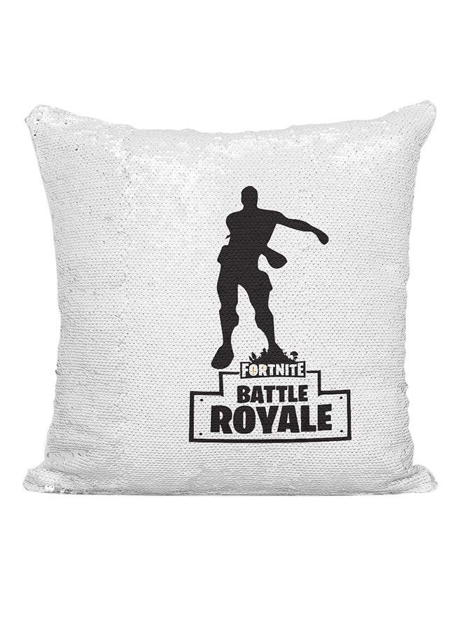 Fortnite Battle Royal Sequined Cushion White/Black 16x16inch - Image 1