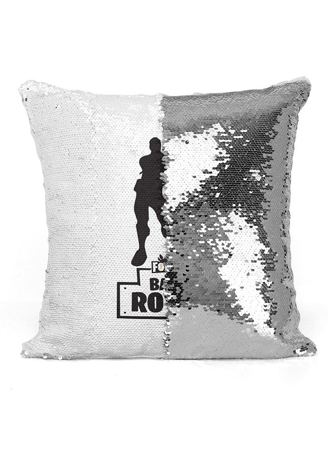 Fortnite Battle Royal Sequined Cushion White/Black 16x16inch - Image 2