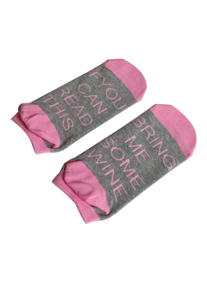 Cotton Hose Socks Pink/Grey 